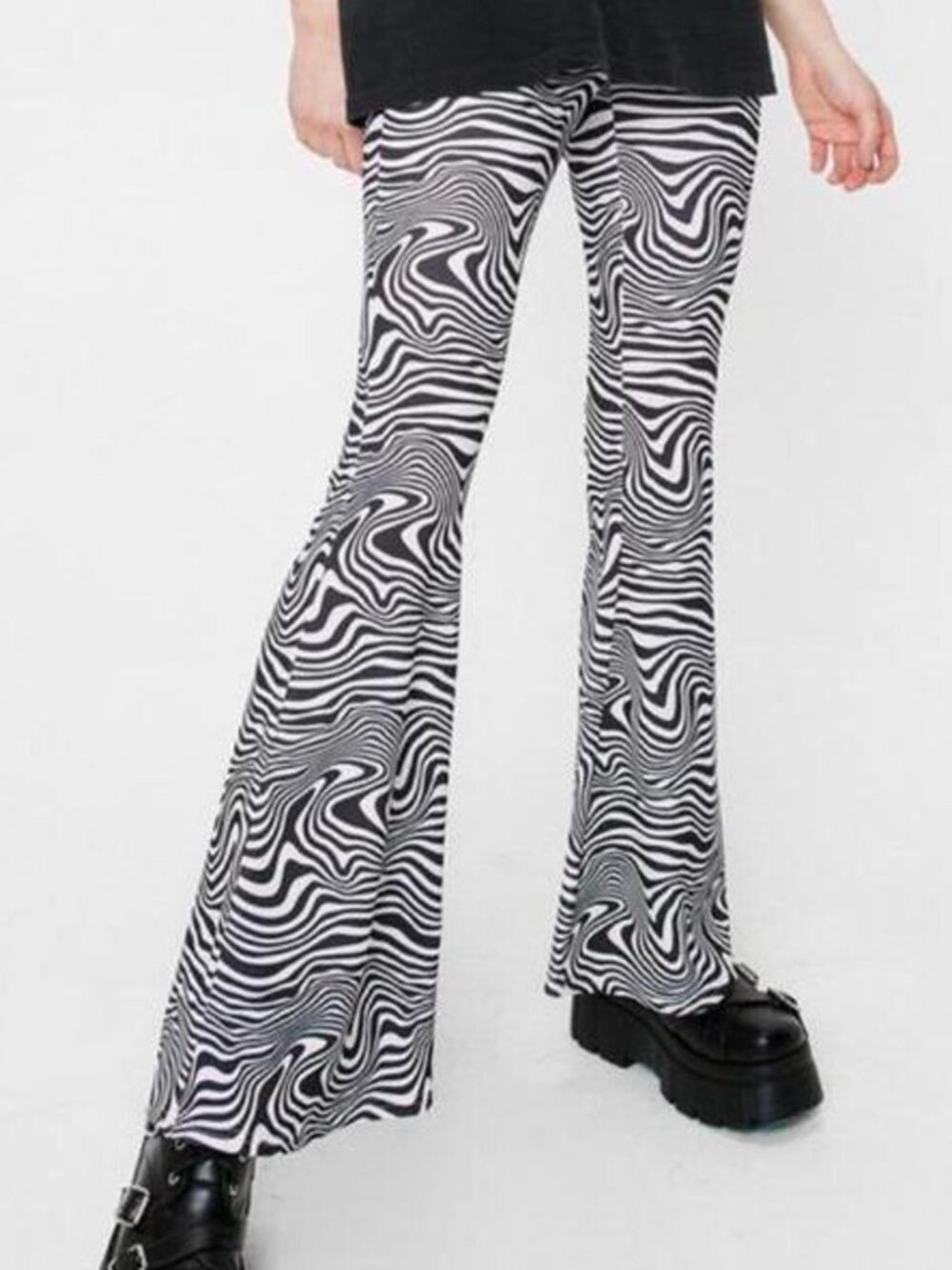 Nasty Gal Zebra Print Flare Crop size 2